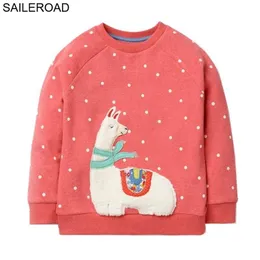 Saileroad Cotton Sheep Brodery Kids Hoodies Sweatshirts för lite Tjejer Kläder Spring Barn Långärmade T-shirts 211111