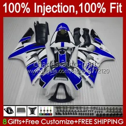 Injection Mold Kit For KAWASAKI NINJA ZX-636 ZX600 ZX 6R 6 R 600 CC 03-04 Body 8No.13 ZX 636 600CC ZX6R 03 04 ZX600C ZX636 ZX-6R 2003 2004 Fairing OEM Bodywork blue white