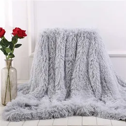 Chic Shaggy Throw Blanket Soft Plush Bedspread on the Bed Warm Blanket Fluffy Faux Fur Grey Rainbow Blankets for Beds Sofa manta 211122