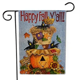 47*32cm Thanksgiving garden flag linen pattern double sided turkey pumpkin flag welcome fall Banner FlagsT2I52734