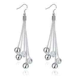 Härlig Silver Plated Dangle Tassel Ball Drop Earrings Kvinnors Slipning Pärlor Hängsmycke Dangling Fishhook Hook Fashion Smycken