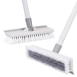 Yocada Floor Scrub Brush with 50" Adjustable Stainless Metal Long Handle Scrubber with Stiff Bristles for Tile Cleaning 210329