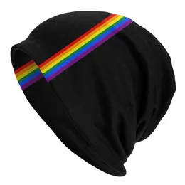 Berets Minimalne zwycięstwo dumy nad AIDS Stripe Bonnet Hats Gay Lgbt Rainbow Lesbian Knitting Skullies czapka czapka głowa czapka