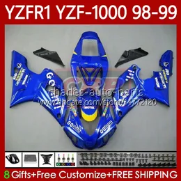 Corpo de motocicleta para Yamaha YZF-R1 YZF-1000 YZF R1 1000 CC 98-01 Bodywork 82No.34 YZF R1 1000CC YZFR1 98 99 00 01 YZF1000 1998 1999 2000 2001 Fairings OEM Kit Blue Go !!!