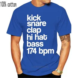Homens camisetas DJ Camiseta - Kick Snare 174 BPM Synthesizer Bass Synth Music Drum Produtor Impresso T Imprimir Mens Verão