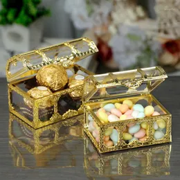 Presentförpackning 1 st 9cm lyx Mini plast ihålig guld folie tårta godis låda bröllop gynna äktenskap baby dusch behandla festevenemang