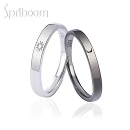 Trendy Sun Moon Couple Rings Set for Women Men Minimalist Black White Friendship Lover Ring Wedding Jewelry Valentine's Day Gift G1125