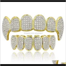 Grillz, Grills Body Drop Consegna 2021 Sentimento esotico Ambientale Gioielli hip-hop Denti in oro reale 18 carati Grillz Caps Apparecchi ortodontici Europa An