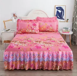 1 pcs Luxo Princesa Bed Bed Skirt Camadas Lace Bedspreads Folha Suave Fitted Shefe Capa Home Têxtil (Sem Fronha) F0400 210420