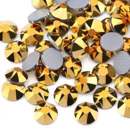 Высококачественные золотые гематиты Hot-Fix горный хрусталь SS16-SS30 новые вырезанные грани 8 Большие 8 Маленький железо на камне для украшения одежды