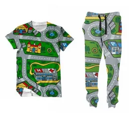 Wholesale--2022 New Fashion Casual Toy Car Mat 3D All Over Print Tracksuits T-Shirt+joggers Pants Suit Women Men @052