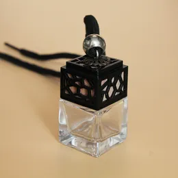 Cube Hohl Auto Parfüm Flasche Rückansicht Ornament Hängen Lufterfrischer Für Ätherische Öle Diffusor Duft Leere Glas Flasche Anhänger DH0987