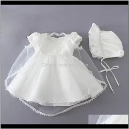 女の子のドレスの赤ちゃんの服の赤ちゃん子供のマタニティドロップデリバリー2021生まれた女の子洗礼犬の王女のドレスセット018m中空の中実の背中ジッペ
