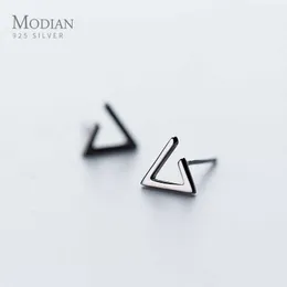 Minimalist Black Color Punk Triangle Stud Earrings For Women 925 Sterling Silver Ear Studs Jewelry Female Accessories 210707