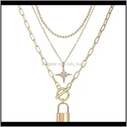 Necklaces & Pendants Drop Delivery 2021 Fashion Gold Color Star For Women Hip Hop Multilayer Punk Chunky Pendant Necklace Accessories Jewelry