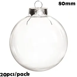 Promocja - 20 sztuk x DIY malowy / Shatterproof Clear Christmas Decoration Ornament 80mm Plastic Cacko / Ball 211104