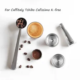 Wielokrotnego użytku Filtry do kawy Kompatybilny dla Kaffalsy Tchibo Cafissimo Refillable Stainless Steel Capsule Pod Withtamper Łyżka 210607