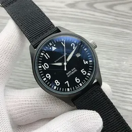 2021 Luxury News Men's Watches Automatiska mekaniska rostfritt stål Svart läder Enkla 41mm Piloter Titta på Mark XVIII Outdoor IW327012