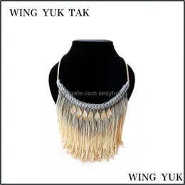 Necklaces & Pendants Jewelry Wing Yuk Tak Fashion Beautif Snake Chain Long Tassel Gold Color Leaves Necklace Pendant For Women Factory Whole