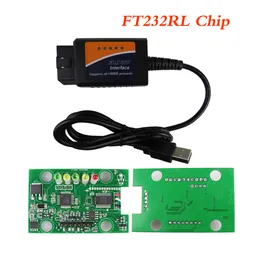 ELM 327 USB OBD2 Car Diagnostic Scanner ELM327 V1.5 USB OBD 2 II Auto Diagnostyki-Narzędzia EML-327 Najlepsze wsparcie wiórów FT232RL J1850