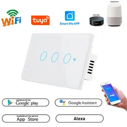 WiFi Smart Touch Switch Ingen Neutral Wire 110V 220V Tuya App Fjärrkontroll Alexa Voice Control Wall Interrupter Light