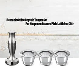 Återanvändbar rostfritt stål Nespresso Refillerbar kapsel 2 i 1 Användning Recargables Essenza Mini Pixie Inissa Kaffefilter Droppare 220217