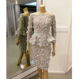 Árabe luxuoso sier noiva renda frisada mãe do noivo vestidos na altura do joelho vestidos de baile formais 328 328