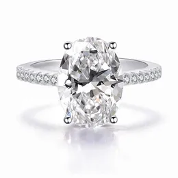 Sterling Classic 925 Silver Ring Set Oval Cut Diamond CZ Zaręczynowy Zespół Ślubny Pierścienie Dla Kobiet Bridal