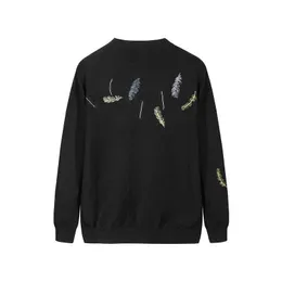 Black Sweater Men Embroidery Leaves Patter Mens Pullover Sweater Original Designer Clothes Cotton Knitted Men Clothing O Neck 210601