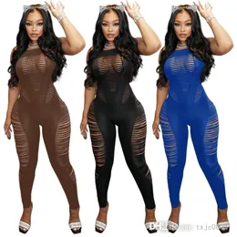 women 2022 new arrivals jumpsuits spring nightclub wear hollow out burnt flower sexy nightclub Jumpsuit