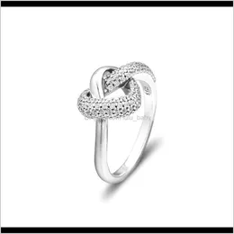 Drop Leverans 2021 Vår 925 Sterling Sier Knotted Heart Original Fashion Engagement Bröllop Pandora Ringar DIY Charm Smycken för kvinnor AD5C