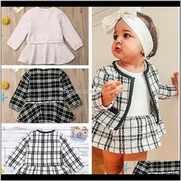 Maluch Girls Princess Twopice Spódnica Zestaw Projektanci Kids Coat Kurtka Plaid Kurtka i Dresses Baby Autumn Moda Dress S1npm Sets Oheza