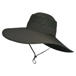 Süper geniş ağzı güneş şapkası su geçirmez UV koruması balıkçı çene kayışı nefes alabilen balıkçılık yürüyüşü açık kamp şapkaları için uygun