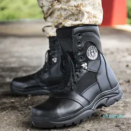 High Gang Steel Head Shoes Anti Piercing and Anti-collision Special Forces Combat Boots Leather Breathable Security