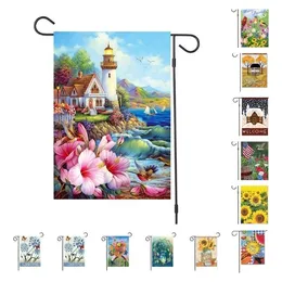 Butterfly spring flag linen Garden Flag double sided printing home Outdoor Thanksgiving Banner Flags Party Supplies 11style T2I51931