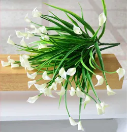 ヘッド/ブーケミニ人工カルフ葉の絹偽物花ユリのプラスチック水生植物家の装飾Y0630