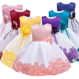 Yaz 1 Yıl Doğum Günü Kızlar Prenses Elbise Çiçek Kek Bebek Kız Elbise Parti Düğün Vaftiz Çocuk Giyim Kostüm Vestidos G1129