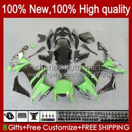 Motorcykelkroppar för Kawasaki Ninja ZX1000C ZX-10R ZX 10R 10 R 1000 CC 08-10 Bodywork 56No.24 ZX10 1000cc ZX10R 08 09 10 ZX1000 Green Black 2008 2009 2010 Fairing Kit