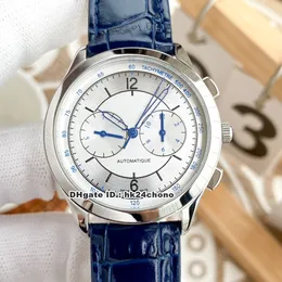 5 Style Wysokiej Jakości 40mm Master 1538530 Mężczyźni Automatyczny Zegarek Srebrny Dial Stalowy Case Gents Wielofunkcyjny Sport Zegarki Niebieski Skórzany Pasek