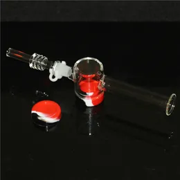 20st Hookahs 10mm 14mm Nectar Glass Water Pipes Två funktioner Nektar med kvartspetsar och 5 ml silikonbehållare Ash Catcher