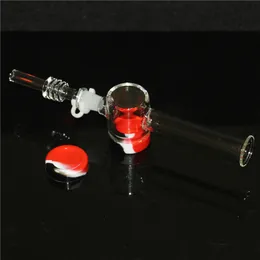 20pcs nargile 10mm 14mm nektar cam su boruları Kuvars uçları ve 5ml silikon kaplarla iki fonksiyon nektar kül yakalayıcı