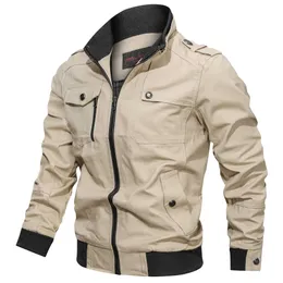 Thoshine Brand Spring Autumn 100% Cotton Men Casual Cargo Jackets Military Safari Style Outwear Army Bomber Jacket Multi Pockets X0710
