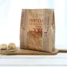 Kraft bröd papperspåse med fönster undvik olja kärlek toast bakning papperspåse takeaway mat handgjorda paketpåsar rrf11906