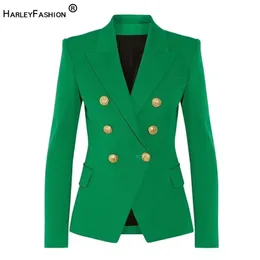 HarleyFashion Classic Design Women Elegant Style Casual Blazers Solid Color Slim Autumn Green Blazer High Quality 211122
