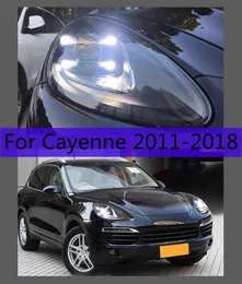LED-dagsljus för Cayenne LED-strålkastare 2011-18 Porsche DRL Turn Signal High/Low Beam Angel Eye Projector Lens
