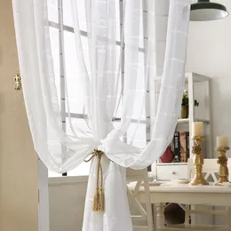 Curtain & Drapes White Lattice Jacquard Sheer Curtains For Bedroom Translucent Modern Simple Drape Texture Rhombus Window Wp444C