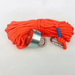 200KG Two sided Design Super Powerful Salvage Magnet Neodymium N52 Strong Searching Fishing Magnets Rope Eyebolt Metal Hold