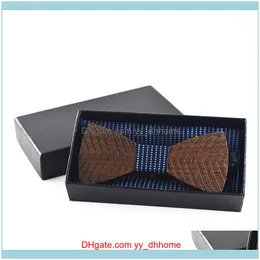 Neck Fashion Aessoriesneck Ties Wood Men Striped Bowtie Set Trendy Adult British Style Wedding Wave Point Suit Bow Tie With Kerchief Case1 D