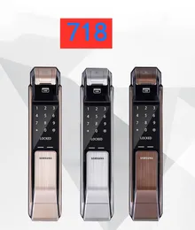 Samsung SHS-P718 Blocco Keyless Gold Gold Silver Fingerprint Push Tirare a due vie Digital Porta inglese versione inglese grande mortasa