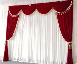 Backdrop do casamento borgonha cortinas de veludo ganham apenas apenas decoração de casamento cenário de cortina de fase swags draping